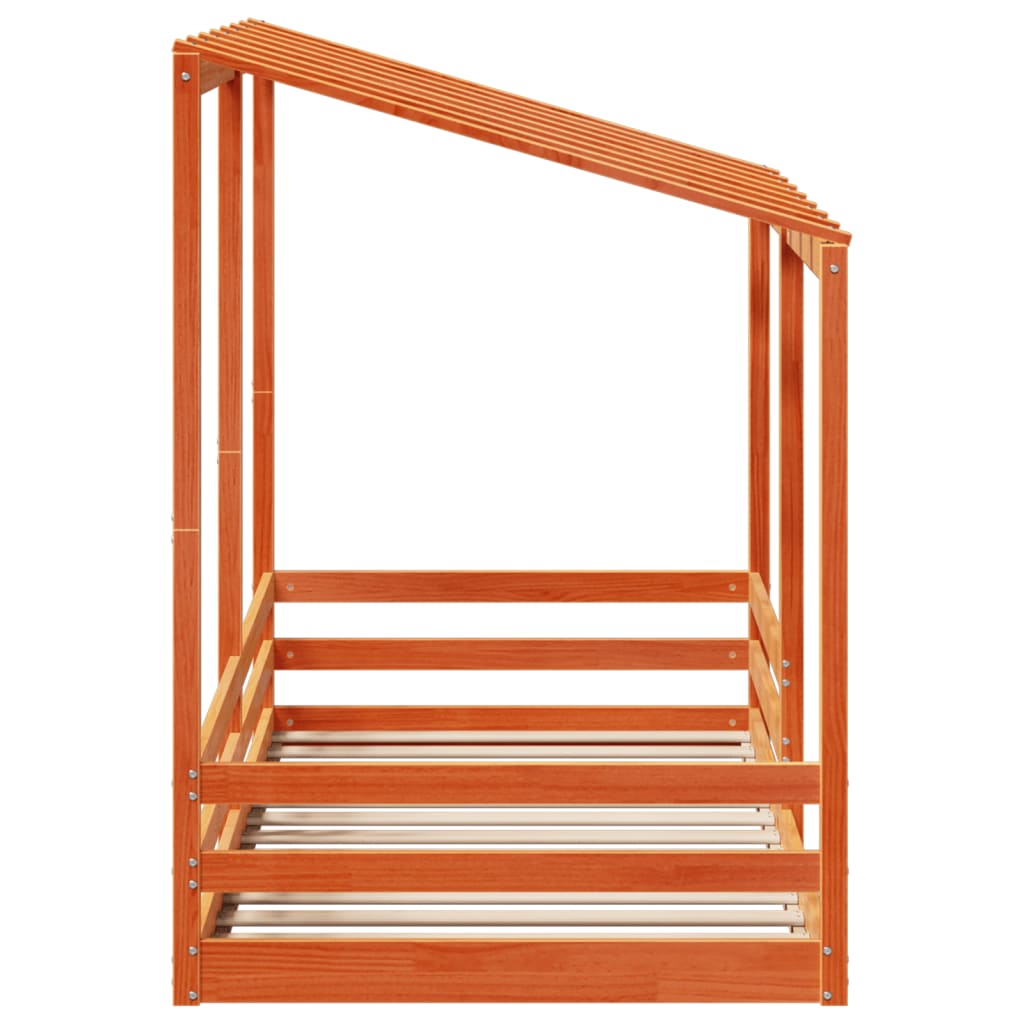 Kids' Bed with Roof Wax Brown 100x200 cm Solid Wood Pine